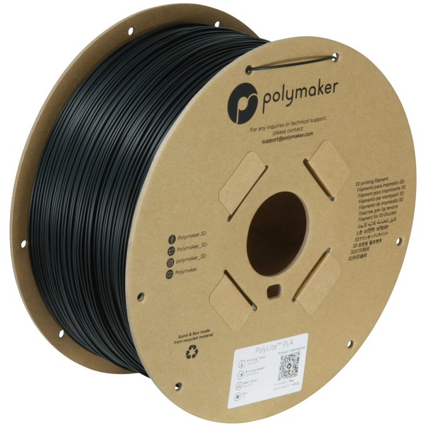 Polymaker 3kg PLA Filament 1.75mm, Black PLA 3D Printer Filament