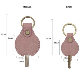 VANSUN Genuine Leather Key Ring,Key Sleeve for Men, Women, Key Holder, Stylish Key Cover for Broken Key,Key Protector (JT014-PNK, Medium)