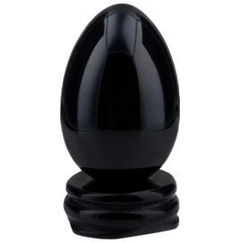 Nupuyai Obsidian Crystal Egg Gemstone with Stand, Healing Stone Eggs for Reiki Chakra Meditation and Home Decoration