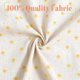 Moslovstar Window Curtain 47.2 Inch Length 1 Piece Cafe Curtain Tier Linen Textured Semi Sheer Farmhouse Curtains Window Treatments, Yellow Daisy