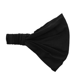 Black Wide Cotton Head Band Solid Boho Yoga Style Soft Hairband