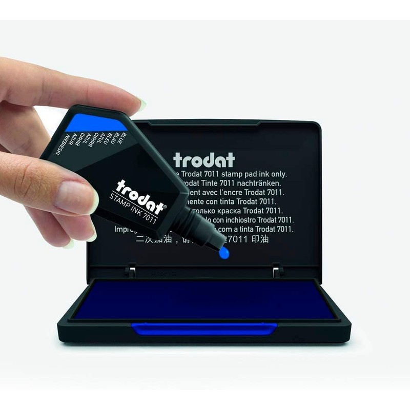 Trodat 7011 Blue Ink Bottle for Tampons or Pads Refill