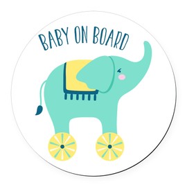 CafePress Baby On Board Toy 5.5" Round Car Magnet Magnetic Bumper Display