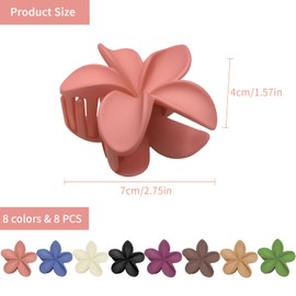 Pack of 8 Large Claw Hair Clips, Flower Hair Clips for Women, Flower Shape, Non-Slip Hair Clips, Plastic Hair Claws, Hair Clips for Women (Flower B)