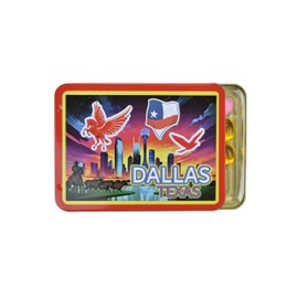 Dallas Fridge Magnet by Pillzar, Tin Portable Pill Box with 3 Compartments, Vitamin Organizer, Unique Collectible Souvenir Gift, Travel Friendly, 3.5” X 2.6”