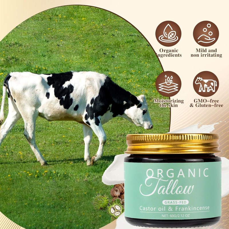 Vbolre Grass Fed Beef Tallow with Frankincense Oil and Castor