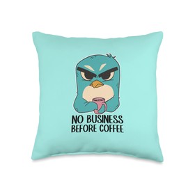 Annoyed penguin coffee espresso men women Throw Pillow