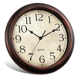 KECYET 14 Inch Wall Clocks Battery Operated Silent Non-Ticking Analog Wall Clock Vintage Retro Rustic Style Decorative for Living Room Kitchen Home Office(Bronze)