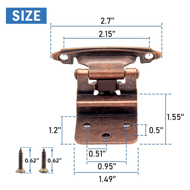 50 Pack (25 Pairs) 3/8 Inch Inset Hinges Oil Rubbed