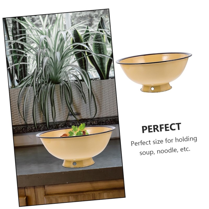 MAGICLULU Household Enamel Bowl Useful Instant Noodle Bowl Vintage Food