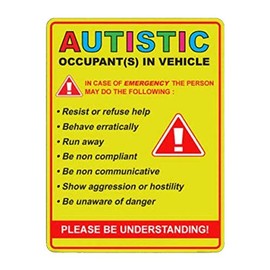 Autistic Occupant in Vehicle Sticker Decal - 3.75x5 Waterproof Autism Awareness Stickers Decals for Cars Trucks SUV Window Bumper Waterbottles Vehicles Hardhats Accessories