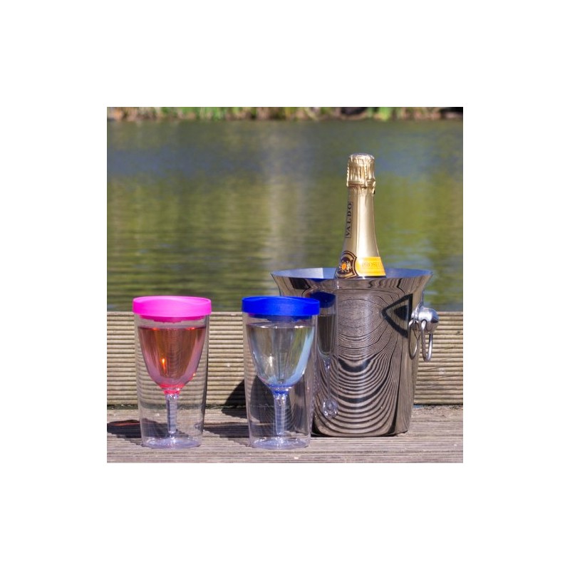 Vino2Go Double Wall Insulated Portable Wine Cup - Party Pink