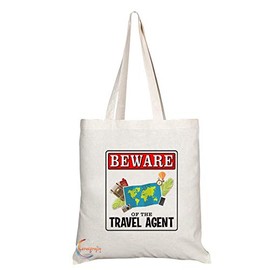 Coralgraph Inc TB961 Beware of the Travel Agent Novelty Present Gift Printed Eco-Friendly Stylish Long Handled Tote Shoulder Bag