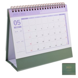 NUOBESTY 2025 Desktop Calendar Stand Up Desktop Year Calendar Table Paper Calendar Daily Scheduler Monthly Pages Easel Calendar(Green)