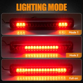 Cxdar Third 3rd Brake Light LED for 1988-1999 Chevy GMC C/K 1500 2500 3500, High Mount Rear Brake Lights Assembly, Waterproof Center Cab Cargo Lamp Stop Light (Red)