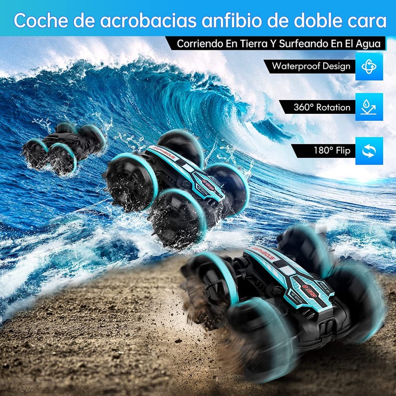 CARYWON Coche Teledirigido Anfibio Control Remoto 4WD 2.4 GHz –