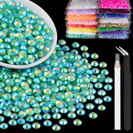 BELLEBOOST 5000pcs 3mm Resin Rhinestones Bulk, Dark Green AB Flatback Round Jelly Rhinestones Bedazzling Non Hotfix Crystal Gems Large Quantity Wholesale for DIY Crafts Clothes Tumblers Face Makeup Manicure