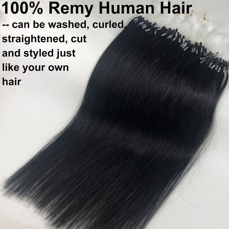 GOOFIT Hair Extensions Micro Loop Human Hair Extensions Remy Hair