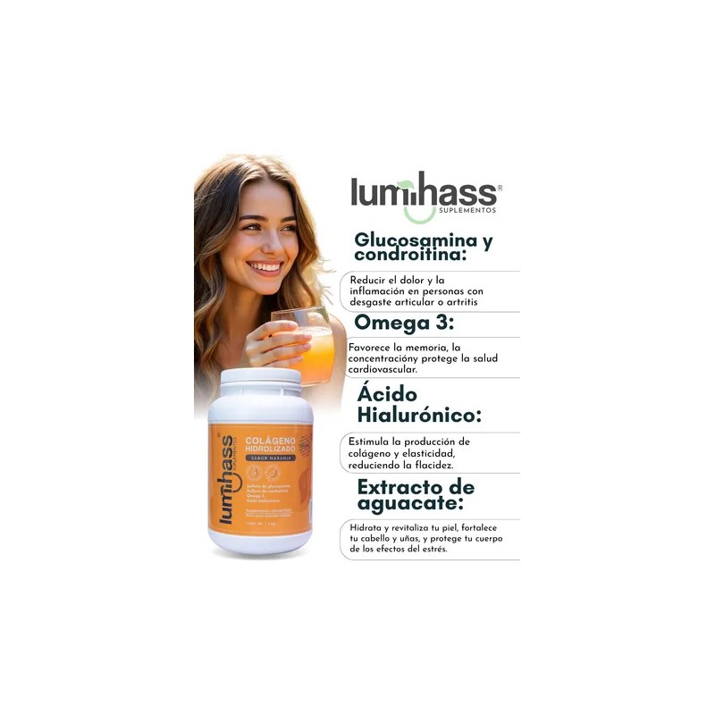 Colágeno Lumihass 3 Botes Sabor Fresa Y Naranja | Omega
