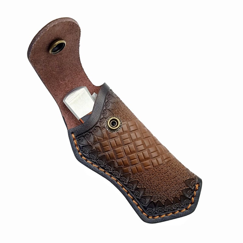 COHOMELARS 5'' Leather Folding Pocket Knife Sheath,Leather Knife Pouch for