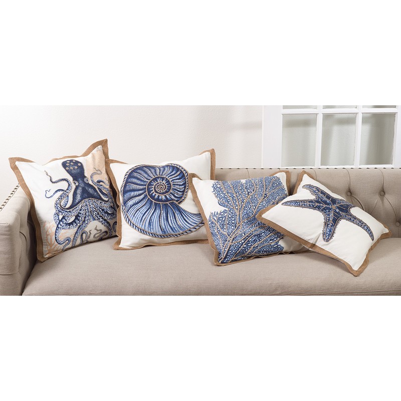 SARO LIFESTYLE 5432.NB20S Sea Fan Coral Print Down Filled Throw