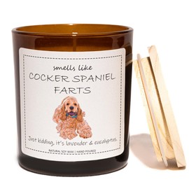 Cocker Spaniel Gifts & Decor, Dog Mom Gifts, Smells Like Cocker Spaniel Farts Candle - Lavender & Eucalyptus, Crafted by Natural Soy Wax & Natural Essential Oils