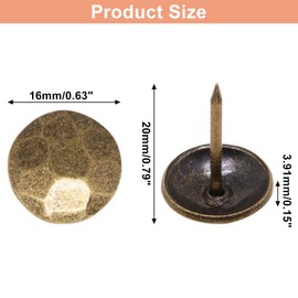 SWZHAI 100Pcs Upholstery Tacks for Furniture, 16x20mm Vintage Decorative Nails Metal Upholstery Nails for Wood Bronze Thumb Tacks for Furniture Sofa
