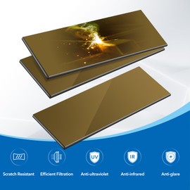 TRQWH 3 EACH Welding Glass Lens Helmet Filter Darkening Welding Hardened Glass Lens Welding Hood Lens 2" x 4.25" (GOLD, SHADE12)