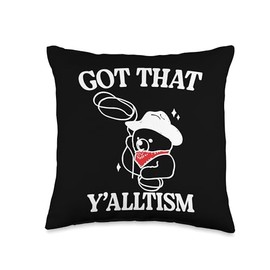 Got That Y'alltism Funny Cute Western Cowboy Lasso Rope Bear Throw Pillow