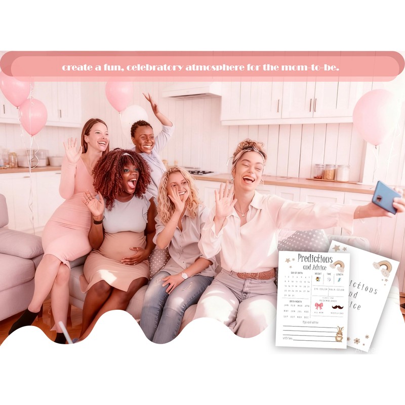 30PCS Boho Rainbow Baby Shower Games, Boho Predictions and Advice