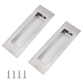 MOROBOR Stainless Steel Recessed Square Handle, 2pcs Silver Flush Concealed Furniture Handle for Door Drawer Cupboard Cabinet Sliding Door