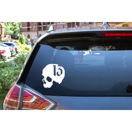 Exquisite Skull 13 Motorcycle Chopper Helmet White Vinyl Decal Sticker Fantasy & Mythology, Biker, Motorcycles, Skulls,Car, Window,Sportbike, SUV, Laptop, Bumper Die Cut | 5.5 inches