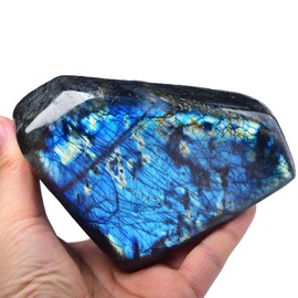 FZBHRO Large Labradorite Rock Polished Slab Block Healing Crystal Stone for Meditation Gift Home Decor 1.7-2.2 Pound