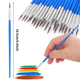 Prasacco 30 Piece Brush Set, Nylon Round Brush, Small Artist Brush, Detail Brush for Body, Face, Rocks, Canvas, Painting Lovers, Children and Adults, for Drawing, Crafts (16.5 cm Long)