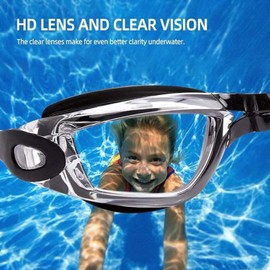 Children's Swimming Goggles Pack of 2 Diving Goggles for Children Boys Girls Junior, UV Protection Anti Fog Children's Swimming Goggles for Age 3-14 Years