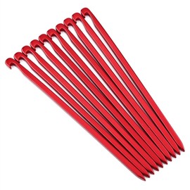 Kuuleyn Awning Peg - 10pcs 16cm Heavy Duty Aluminum Camp Awning Canopy Tent Rock Stakes Pegs Nails for Camping(Red)