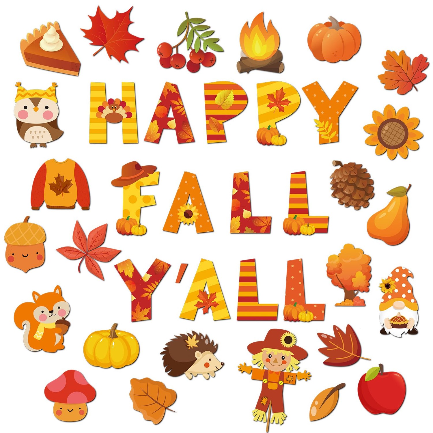 Estune 72 Pcs Happy Fall Cutouts Fall Classroom Bulletin Board ...