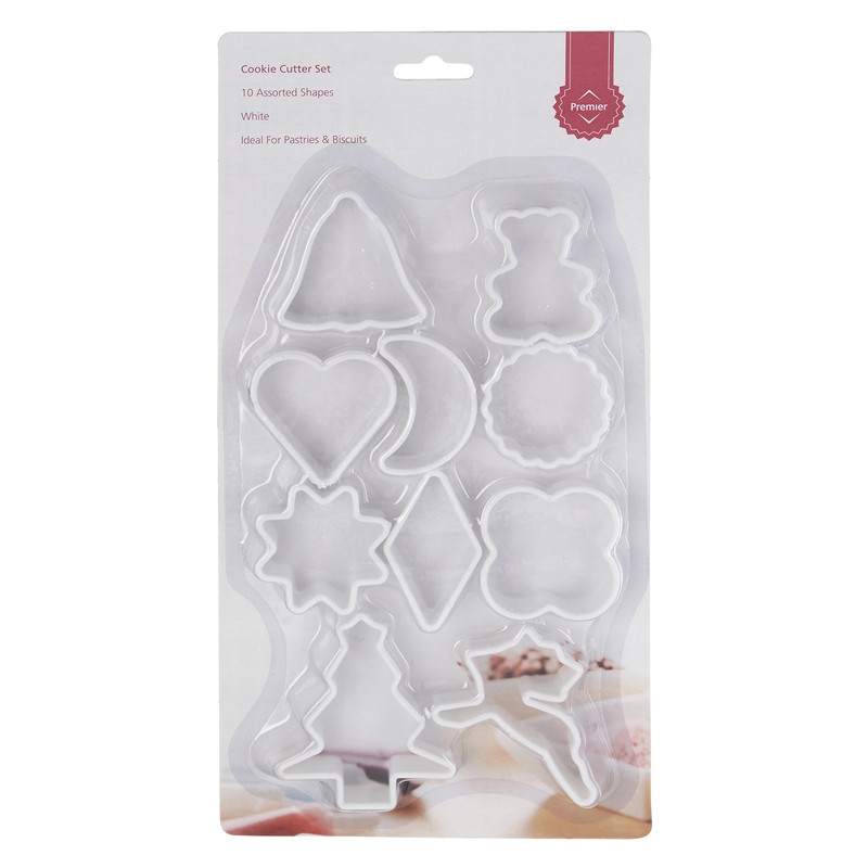 Premier Housewares 806578 Cookie Cutters - Set of 10, White