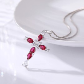 Jiahanzb Women's Cross Symbol Basic Religion Christ Pendant Necklace in 925 Sterling Silver, Sterling Silver