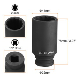 QUARKZMAN Pack of 2 6 Point Deep Impact Screwdriver 1/2 Inch Drive 29 mm Metric Chrome Molybdenum Alloy Steel Spindle Axle Nut Impact Screwdriver