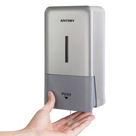 anydry 27oz (800 ml) Manual Wall Mounted Soap Dispenser, Ideal for Commercial Bathrooms Restaurants Hotels, Use with Liquid Hand Soap Shampoo, ABS Silver