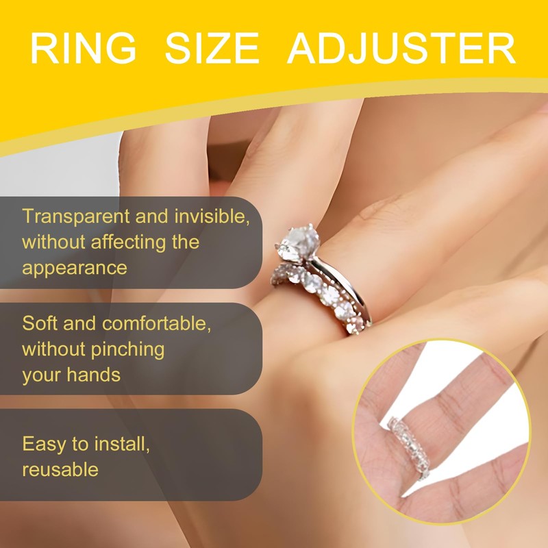 12 PCS Unsichtbarer Ringgrößenversteller, Silikon Ring Verkleinerung für lose Ringe,