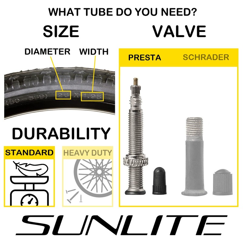 Sunlite Bicycle Tube, 700 x 18-23 (27 x 1) 60mm