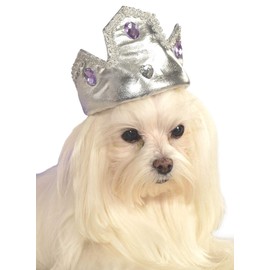 Rubies Silver Tiara with Purple Stones Pet Costume Accessory, Medium/Large