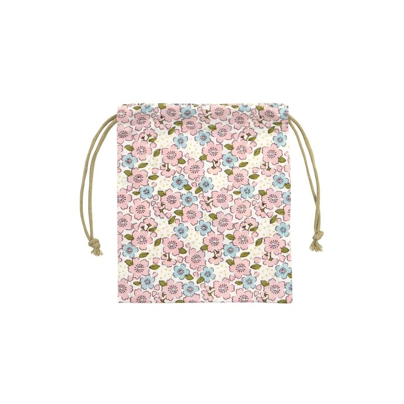 Hama Pattern, Small Drawstring Bag, Love Cherry Blossom, Pink