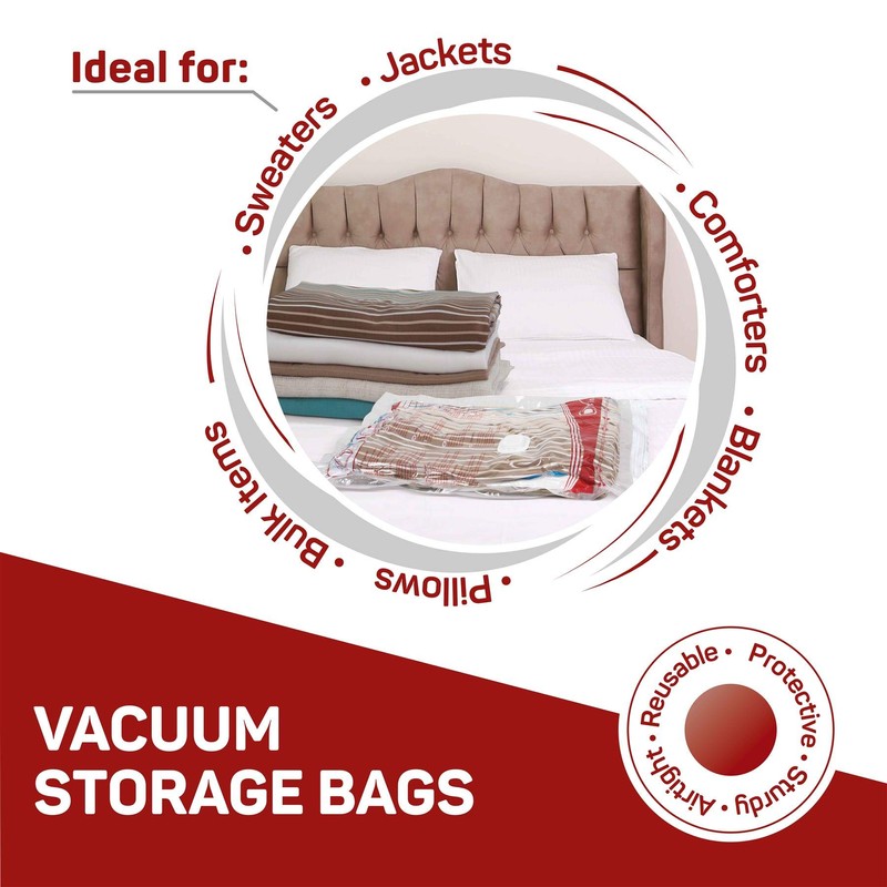 Vinsani 3 Pack Reusable Vacuum Storage Bags with Double-Zip Seal
