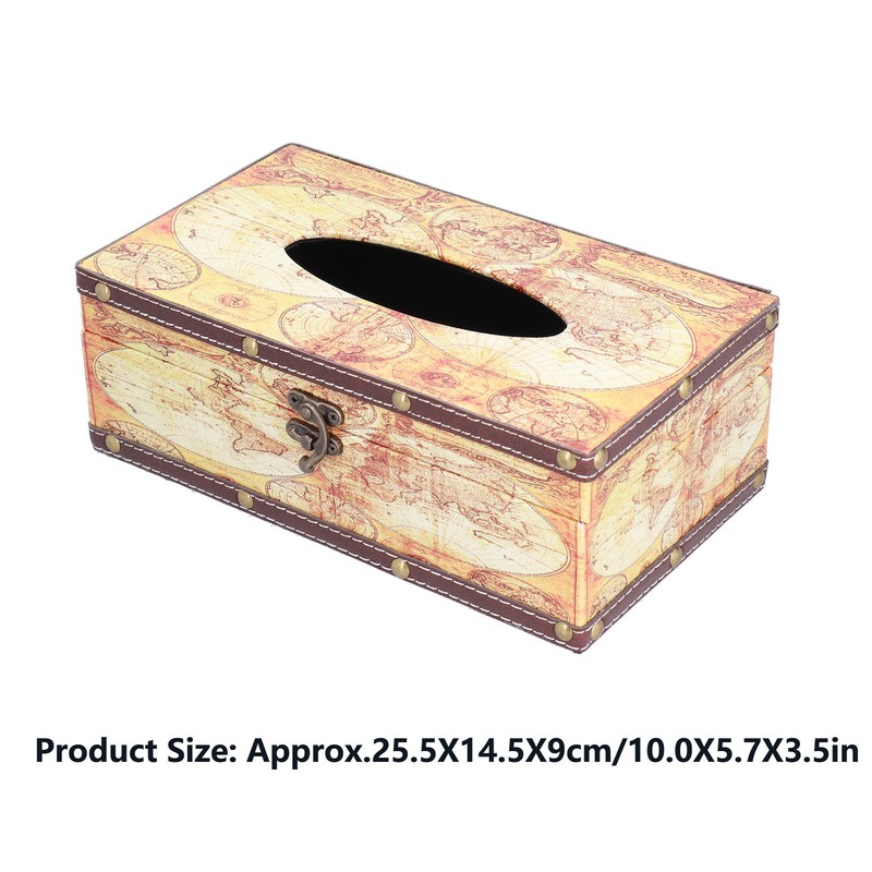 Tissue Box Organizer Composite Wood Leather Rounded Edges Premium Texture