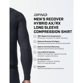 Men’s LS Compression Posture Shirt for Back, Shoulder & Neck Pain - for Training & Recovery - Made in USA - (Black - X-Large)