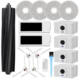 AiLomey Accessories for Ecovacs Deebot T20 Omni, Replacement Parts for Ecovacs Deebot T20 e Omni, 1 Main Brush, 2 HEPA Filters, 4 Wipes, 4 Side Brushes, 4 Dust Bags, 2 Cleaning Brushes