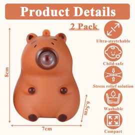 2PCS Capybara Squishy Toys, Capybara Squeeze Toys, Stretchy Stuffed Animal Capybaras Birthday Gift, Taba Squishy Stress Relief Capybaras Fidget Toys for Adults